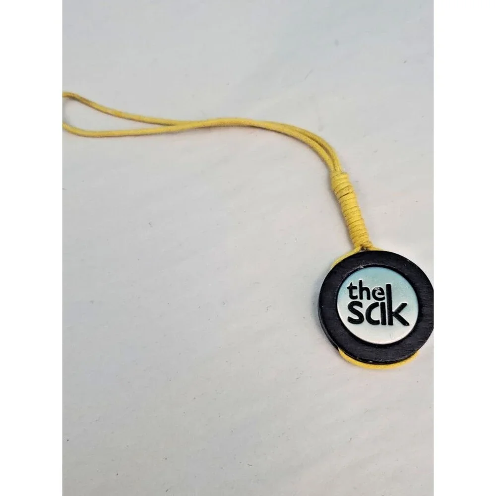 The Sak Bag Charm Keychain Replacement Hangtag Round Logo Yellow Cord Fob Metal